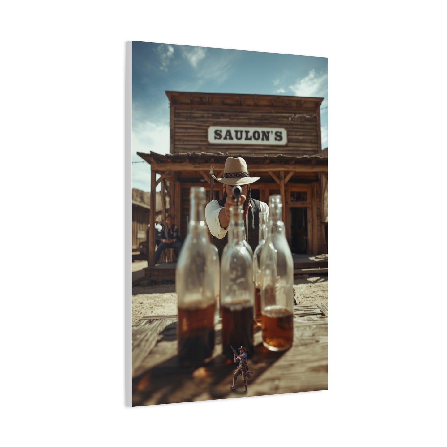 Saloon Bottle Shooting Challenge Wall Art & Canvas Print