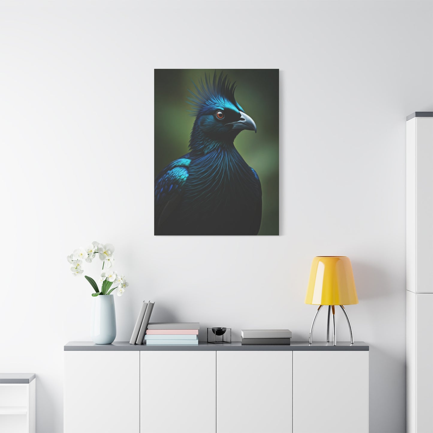 Midnight Crested Starling Portrait Wall Art & Canvas Prints