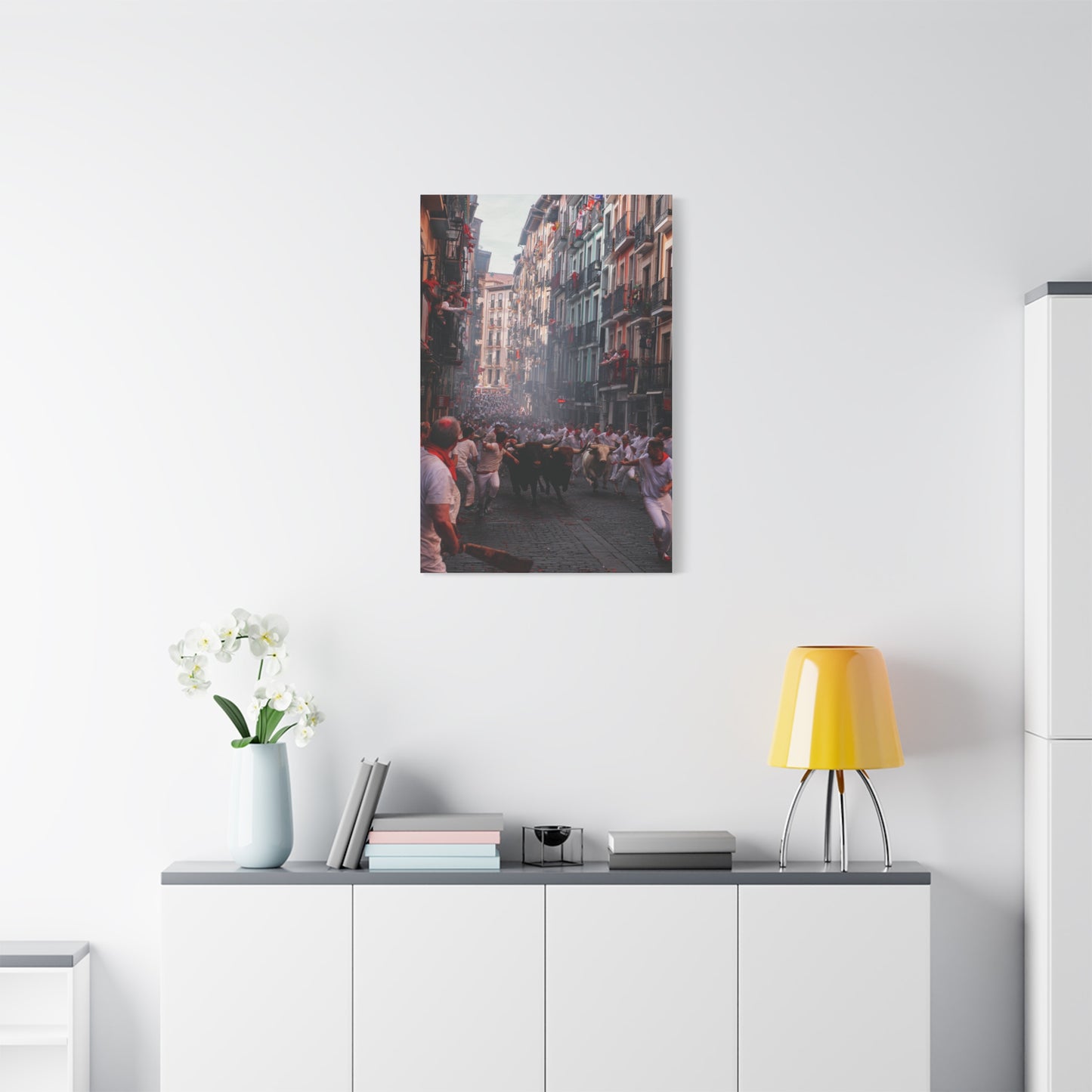 San Fermín Running of the Bulls Street Charge Wall Art & Canvas Print