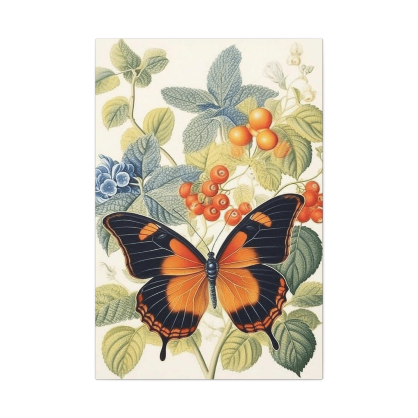 Butterfly on Berries Painting Wall Art & Canvas Prints