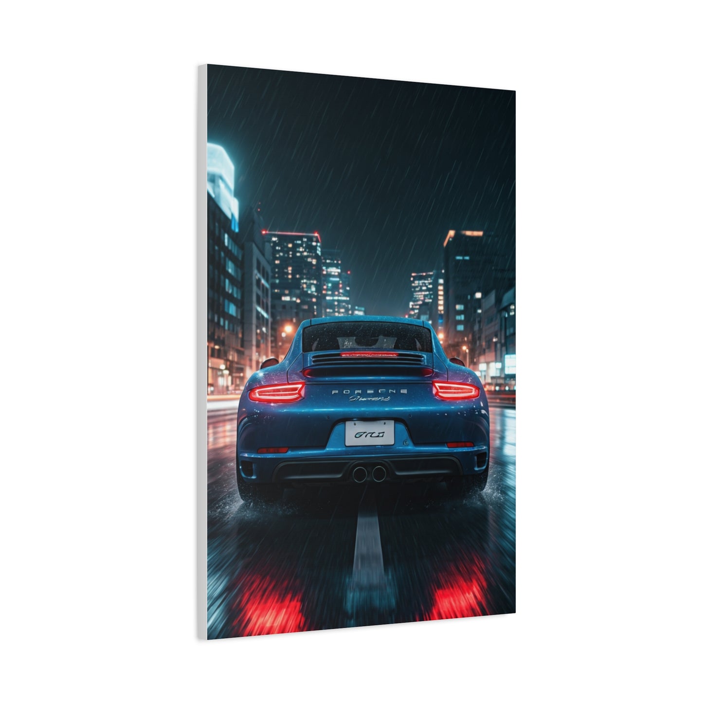 Porsche 911 Carrera 4 GTS Neon City Reflections Wall Art & Canvas Prints