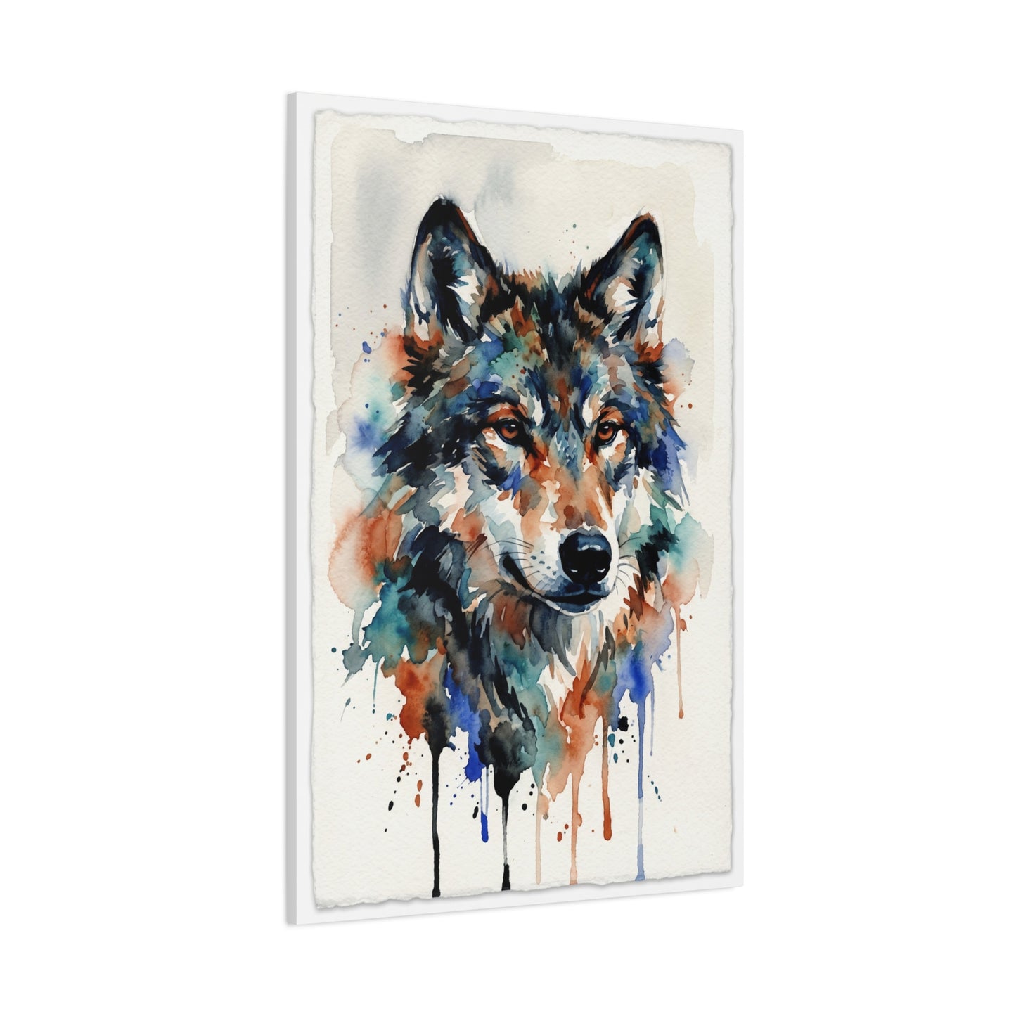 Watercolor Expression Wolf Portrait Abstract Wall Art & Canvas Print