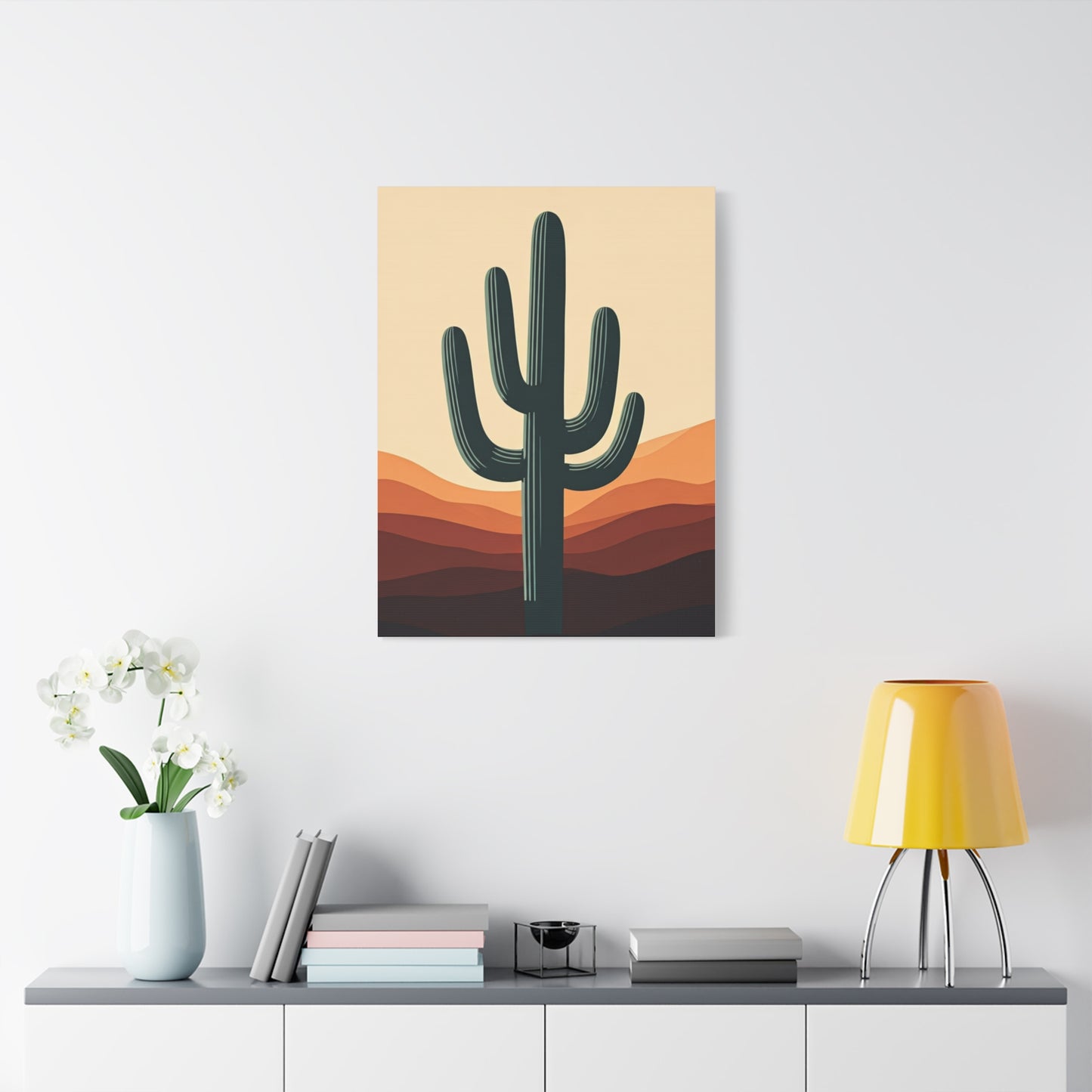 Layered Desert Landscape Saguaro Illustration Wall Art & Canvas Prints