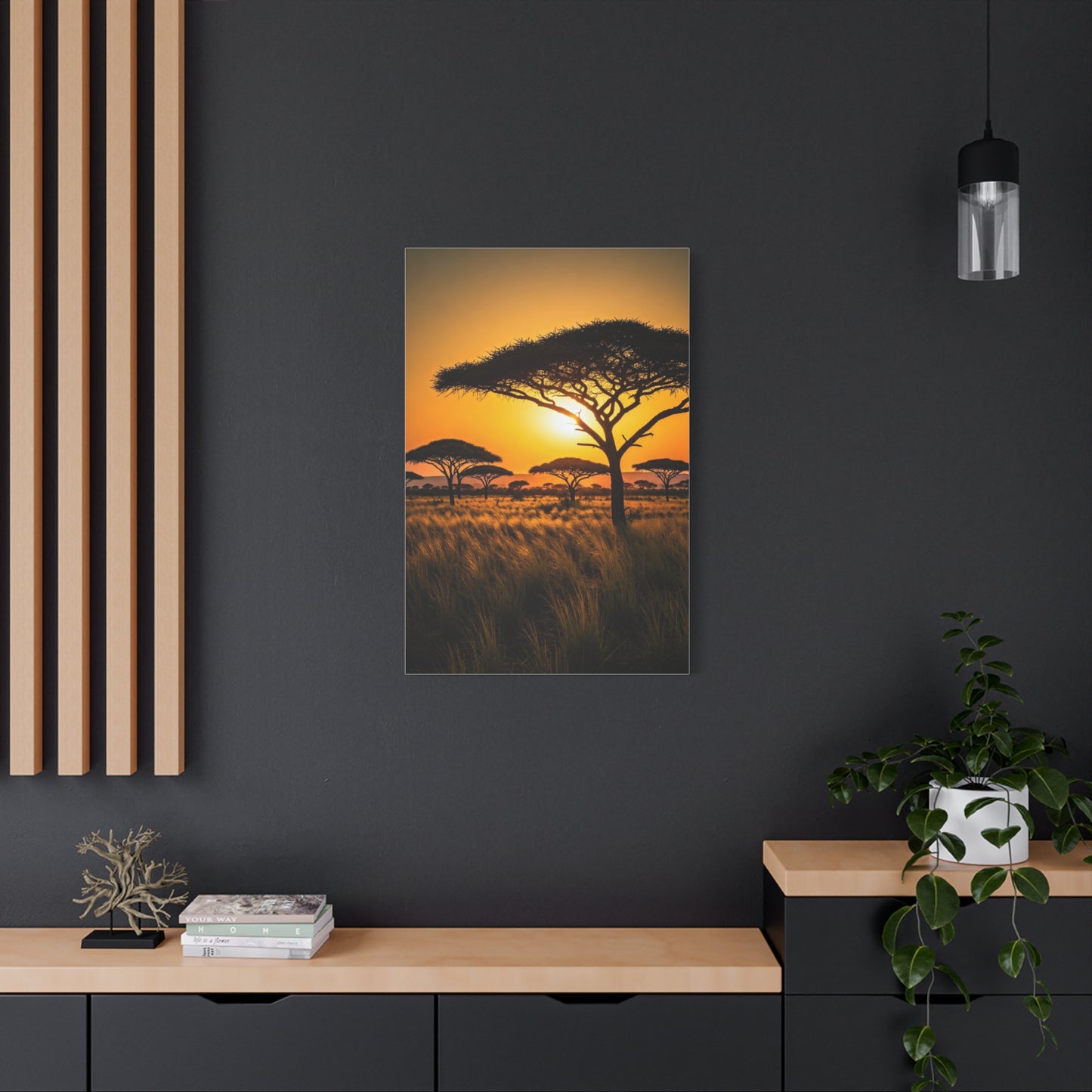 Sunset Silhouette Savanna Tree Wall Art & Canvas Prints