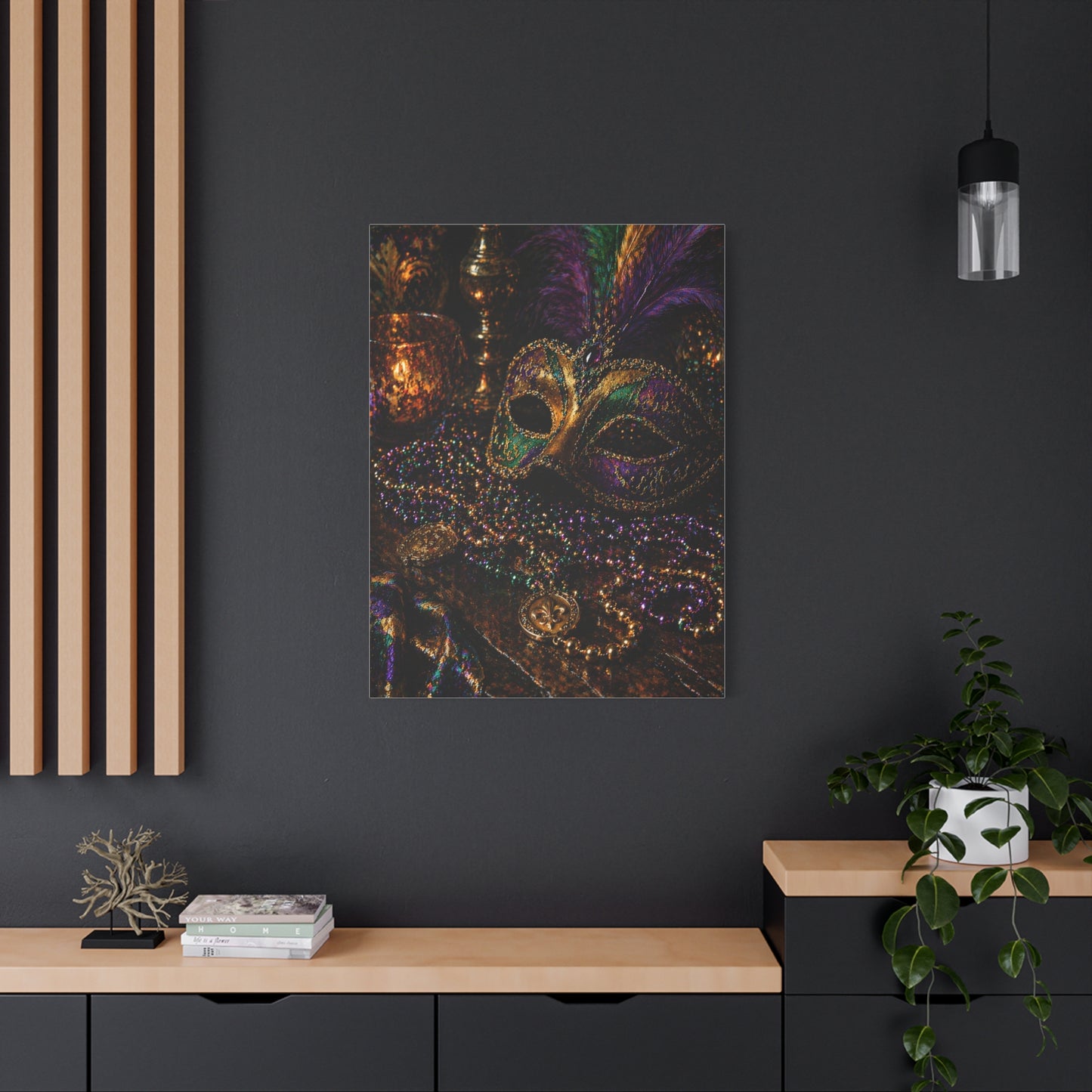 Mardi Gras Mask & Beads Still Life Wall Art & Canvas Print