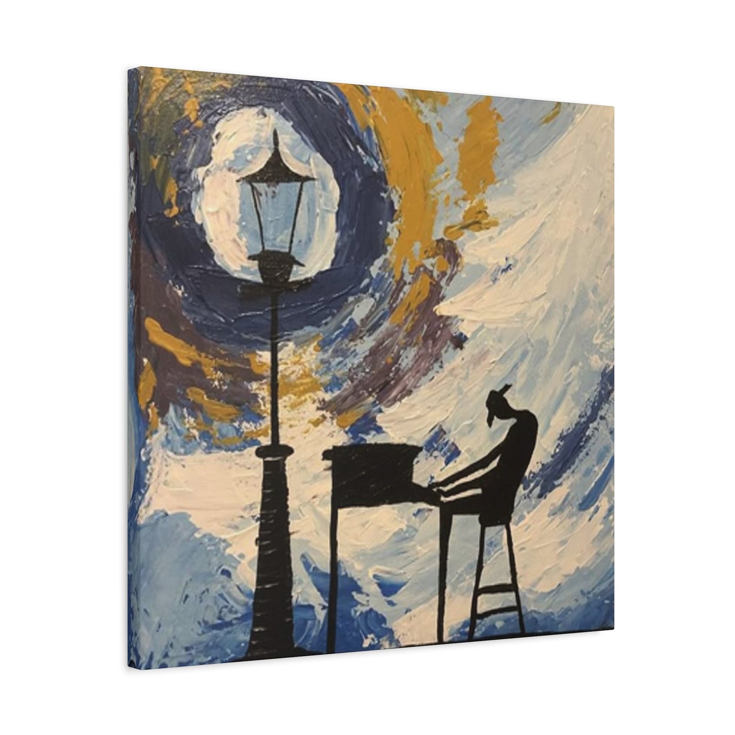 Street Light And Piano Painting Wall Art & Canvas Prints