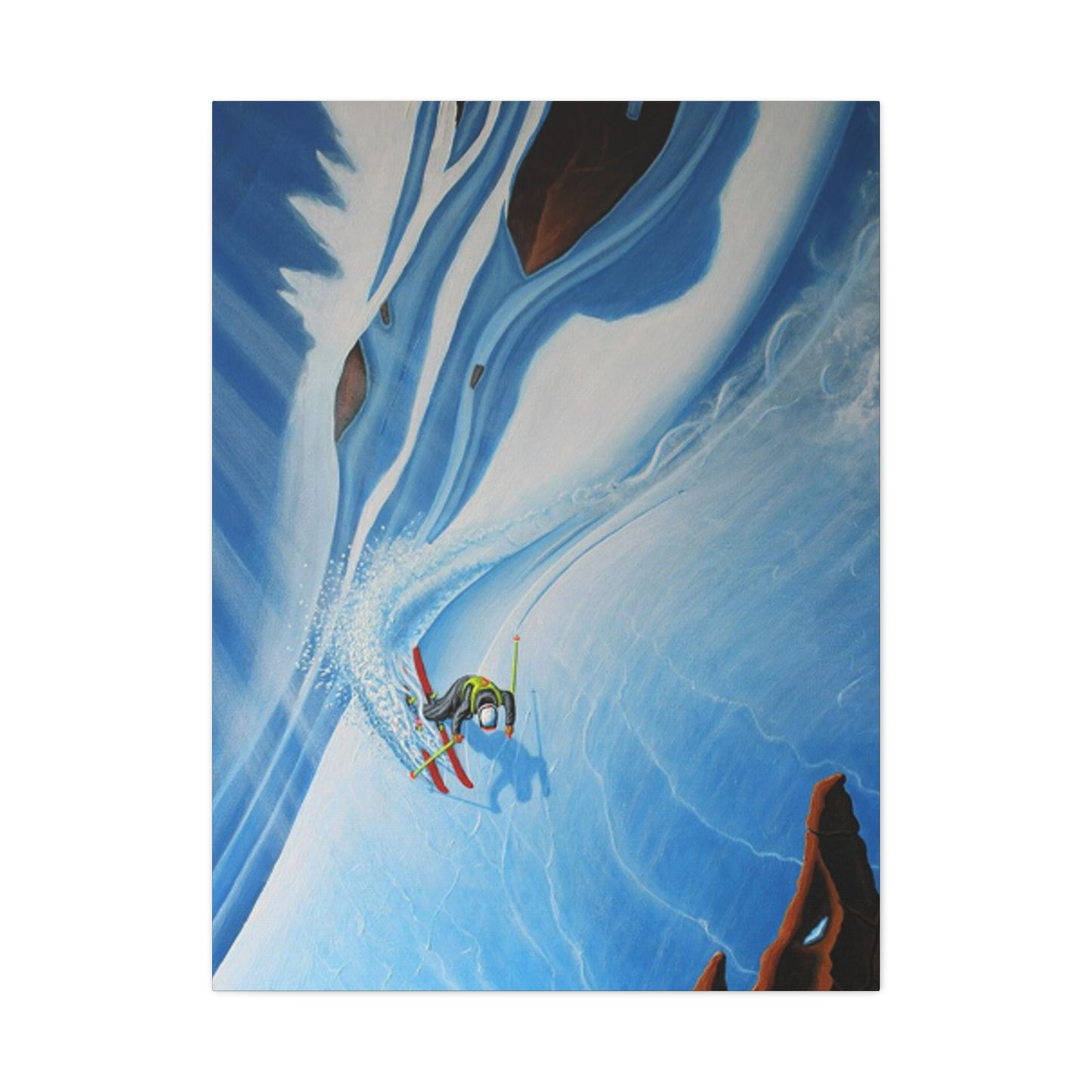 Skiing In Snowy Rocks Wall Art & Canvas Prints