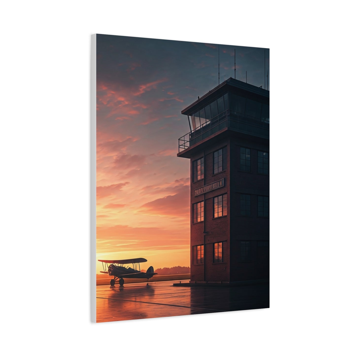 Sunset Airfield Tower Escape Wall Art & Canvas Prints