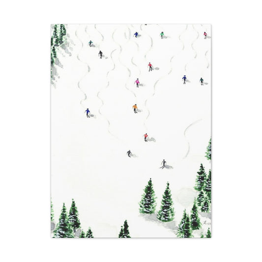 Skiing With Pine Trees Wall Art & Canvas Prints