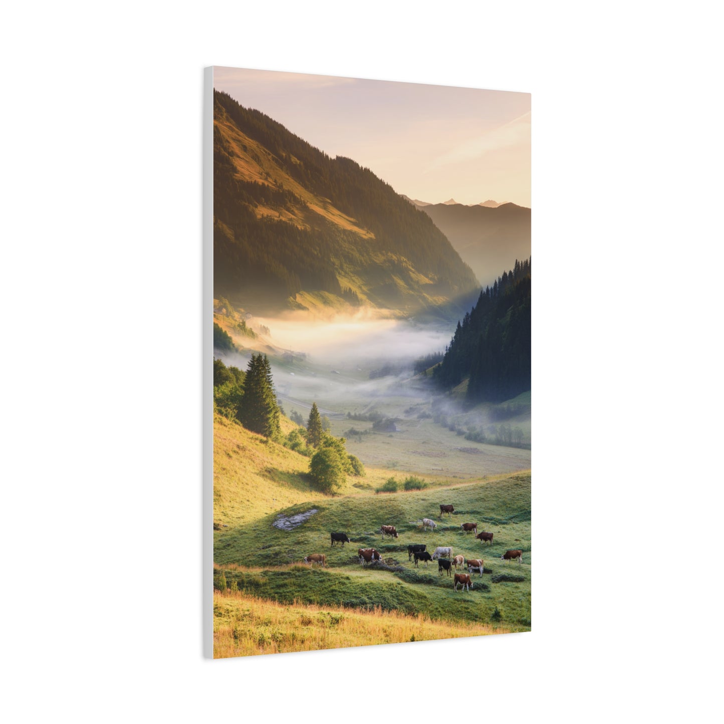Alpine Valley Morning Pasture Wall Art & Canvas Print