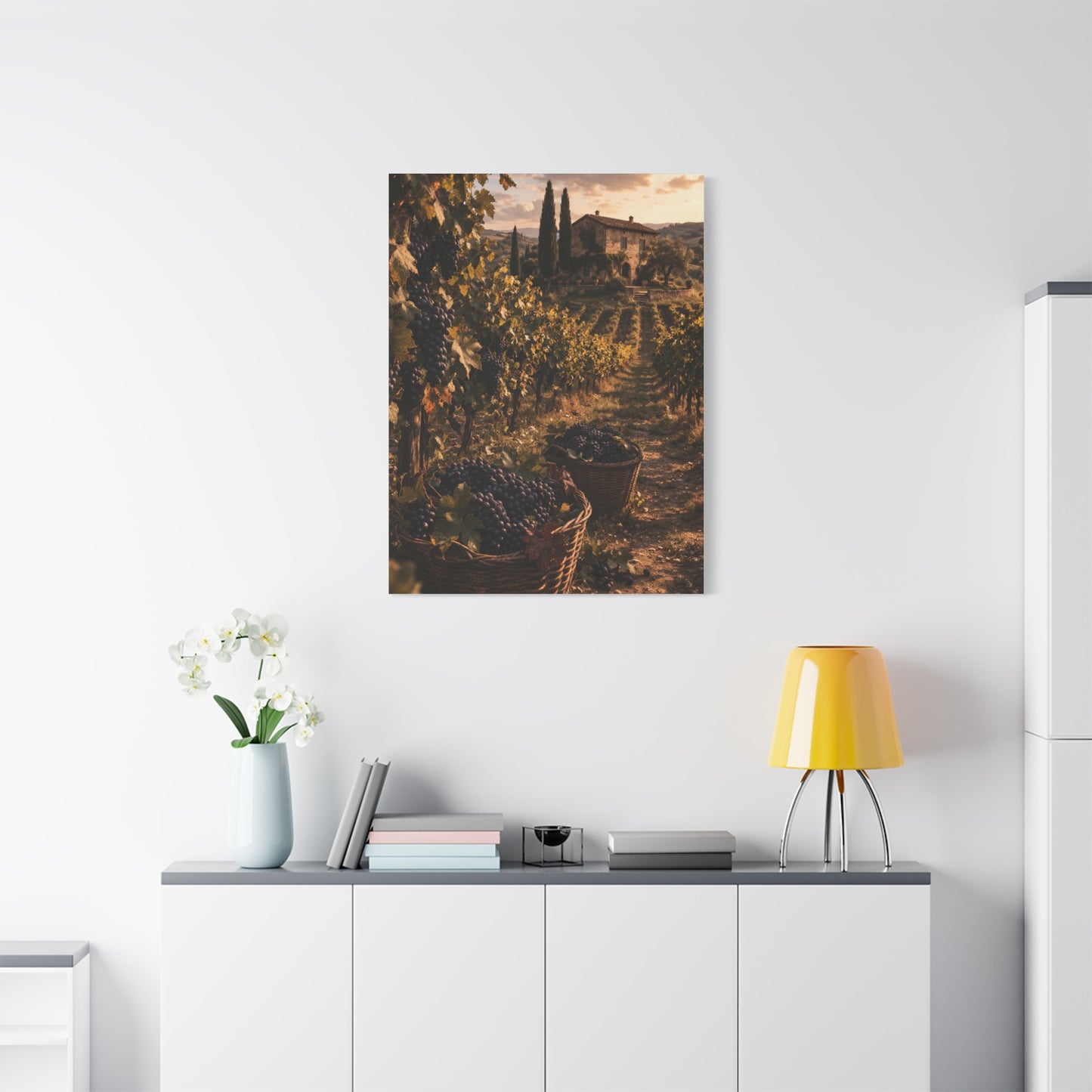 Tuscan Vineyard Harvest Scene Wall Art & Canvas Print