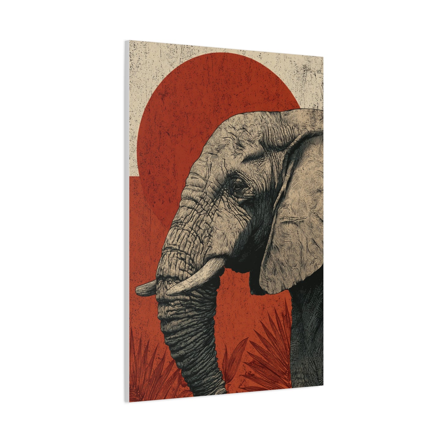 Minimal Boho Elephant Line Portrait Wall Art & Canvas Print