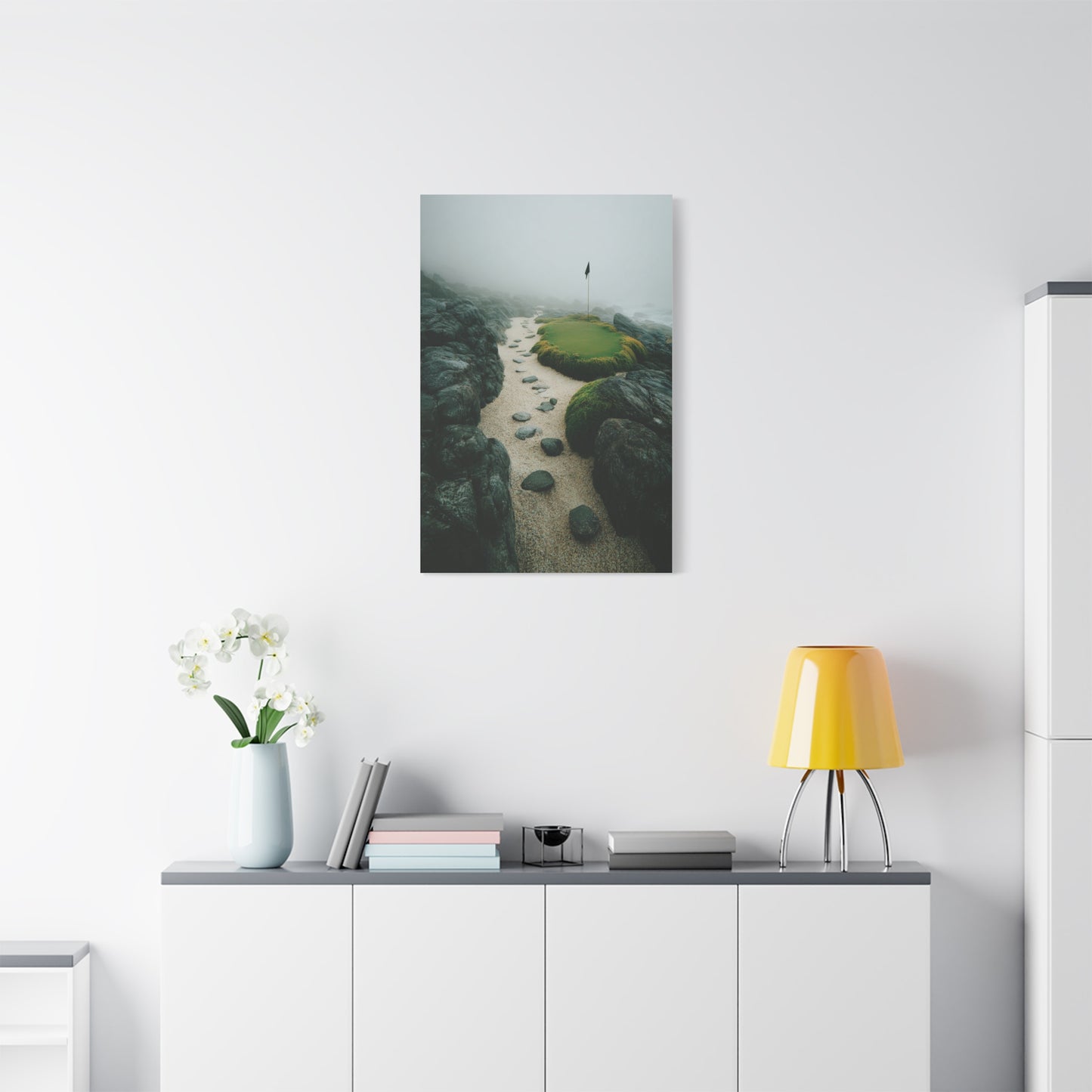 Coastal Mist Golf Green Minimal Wall Art & Canvas Print