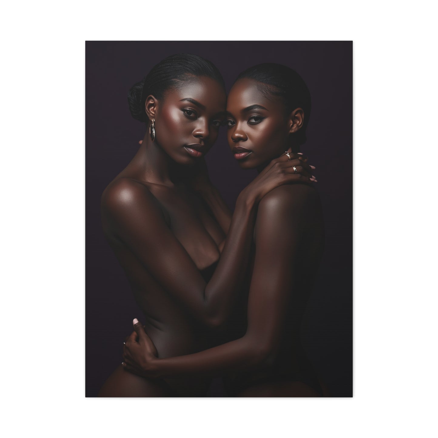 Intimate Dual Portrait Embrace Wall Art & Canvas Print