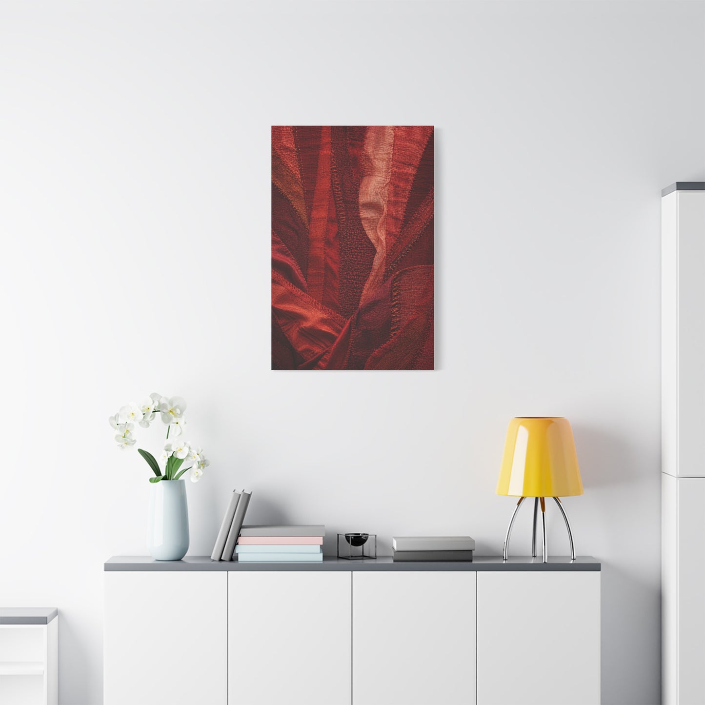 Red Textile Layered Fabric Abstraction Wall Art & Canvas Print