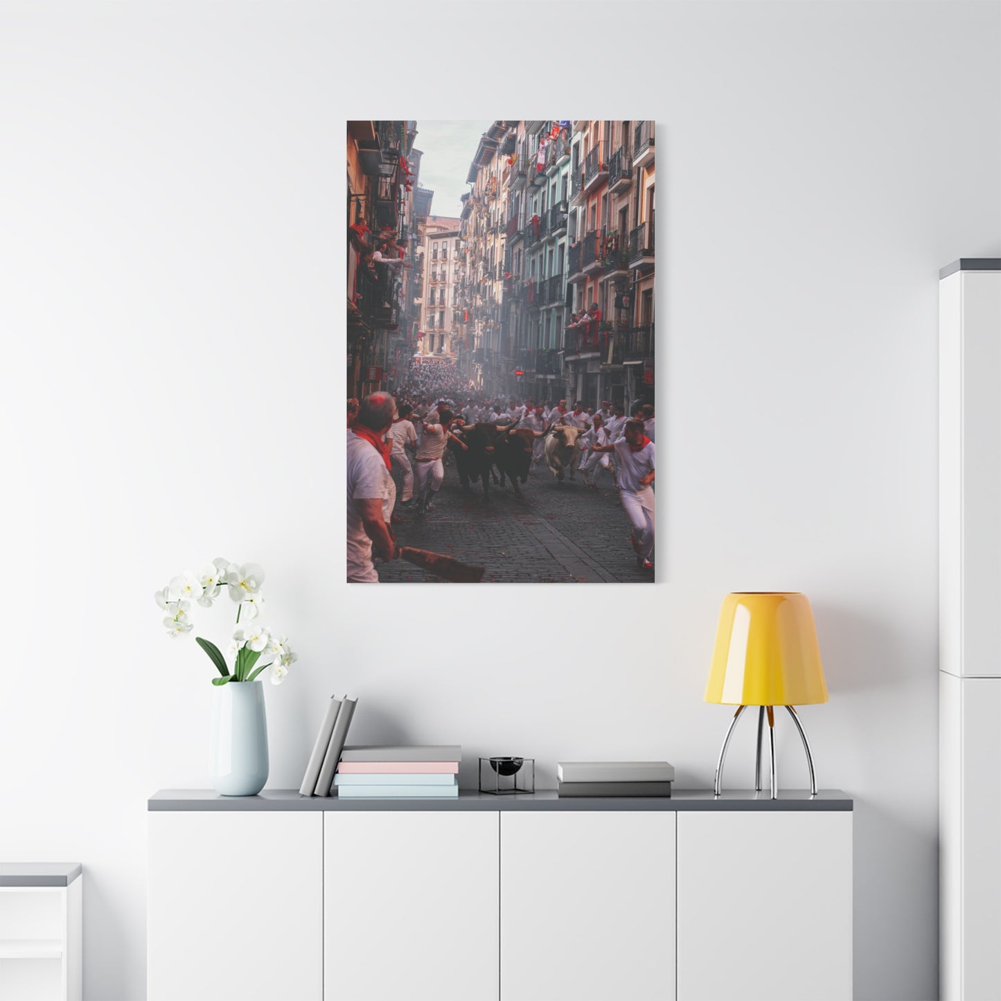 San Fermín Running of the Bulls Street Charge Wall Art & Canvas Print