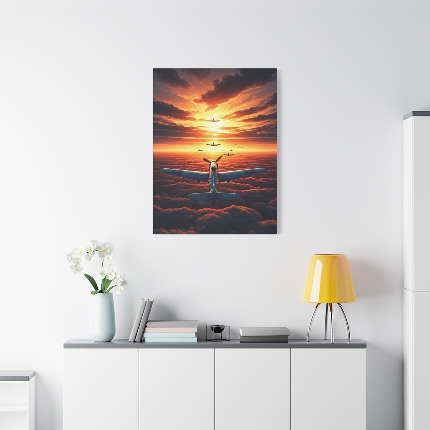 Sunset Flight Above the Clouds Wall Art & Canvas Prints