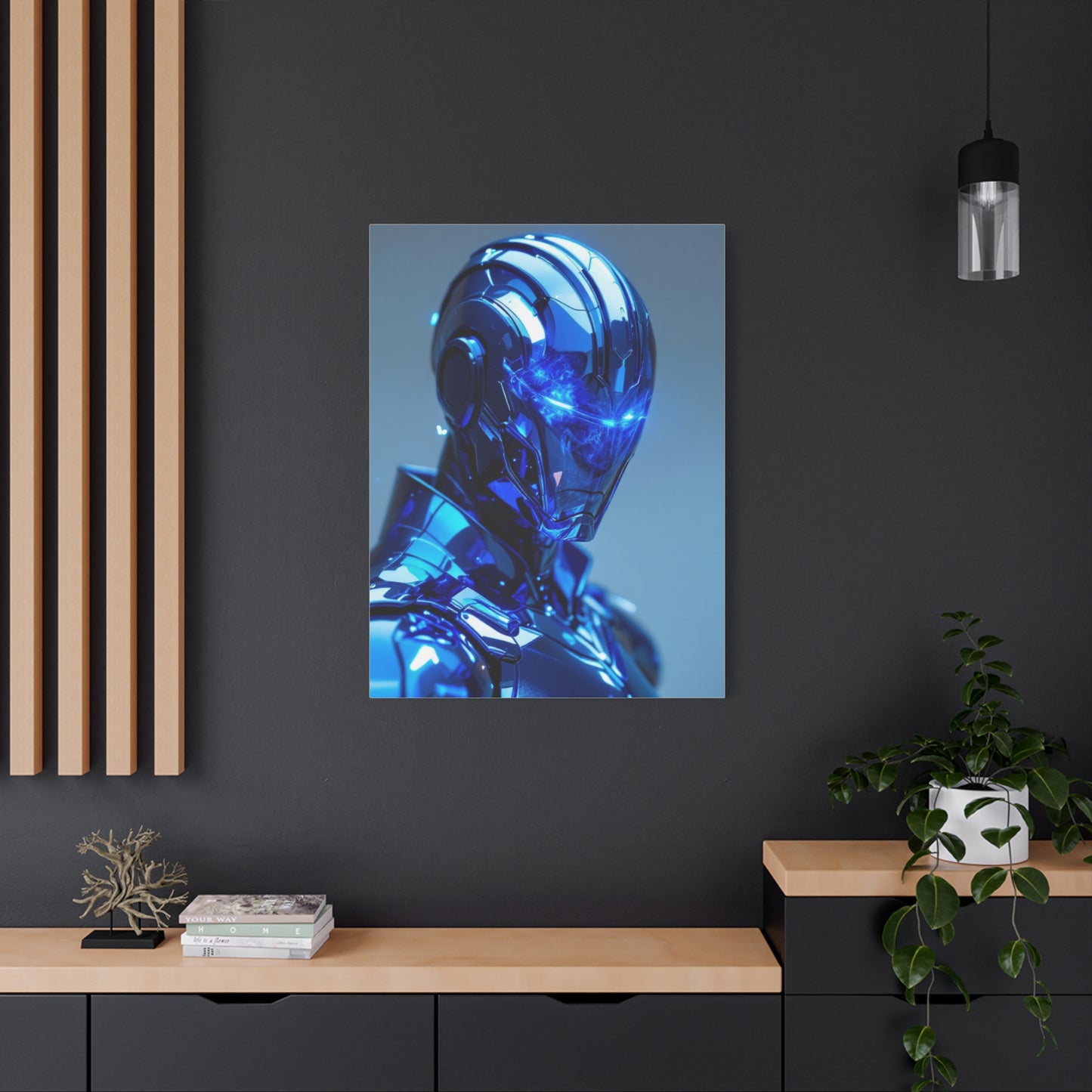 Futuristic Blue Chrome Figure Wall Art & Canvas Prints