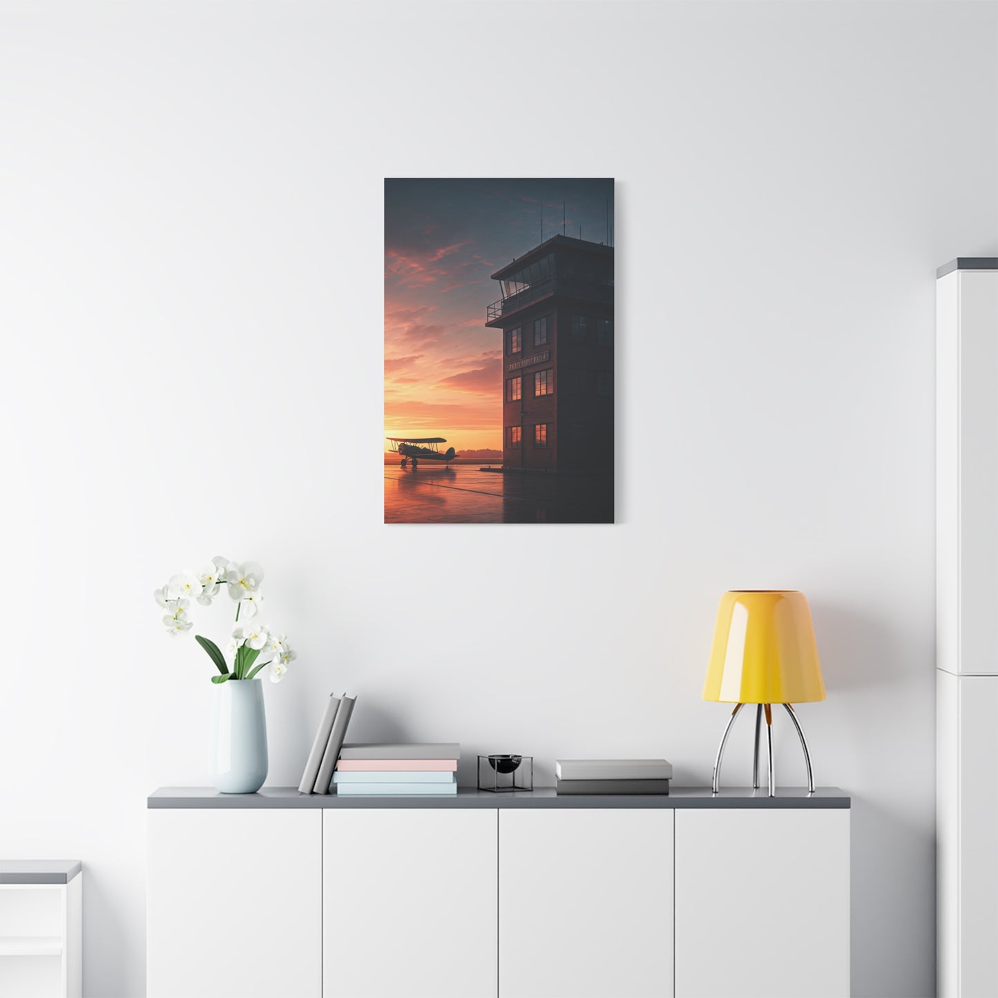 Sunset Airfield Tower Escape Wall Art & Canvas Prints