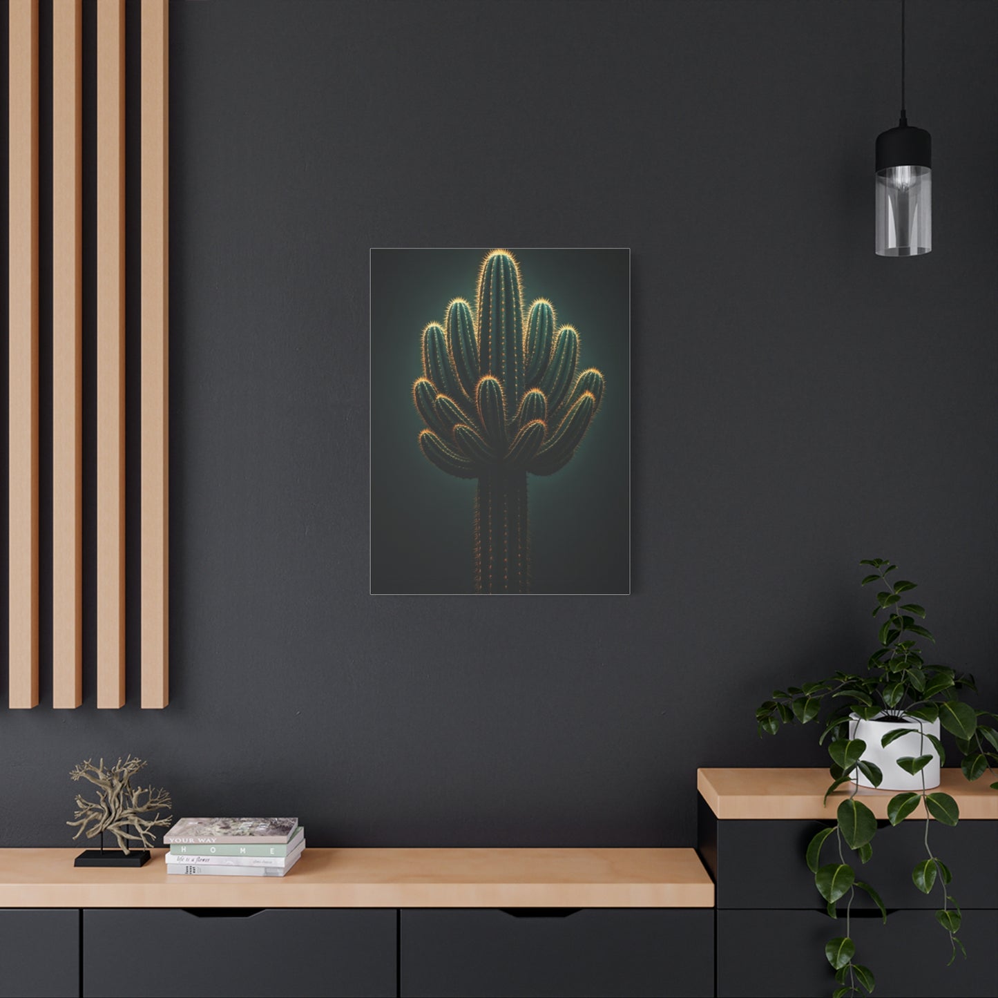 Golden Saguaro Cactus Desert Silhouette Wall Art & Canvas Prints