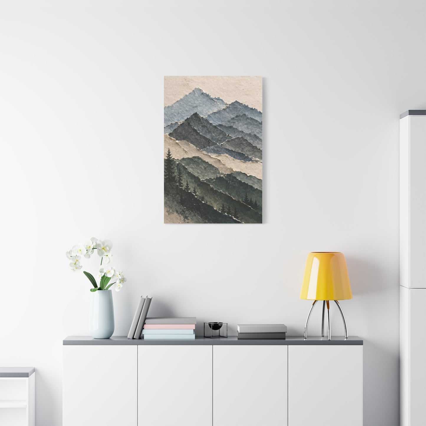 Abstract Layered Paper Mountain Wall Art & Canvas Print