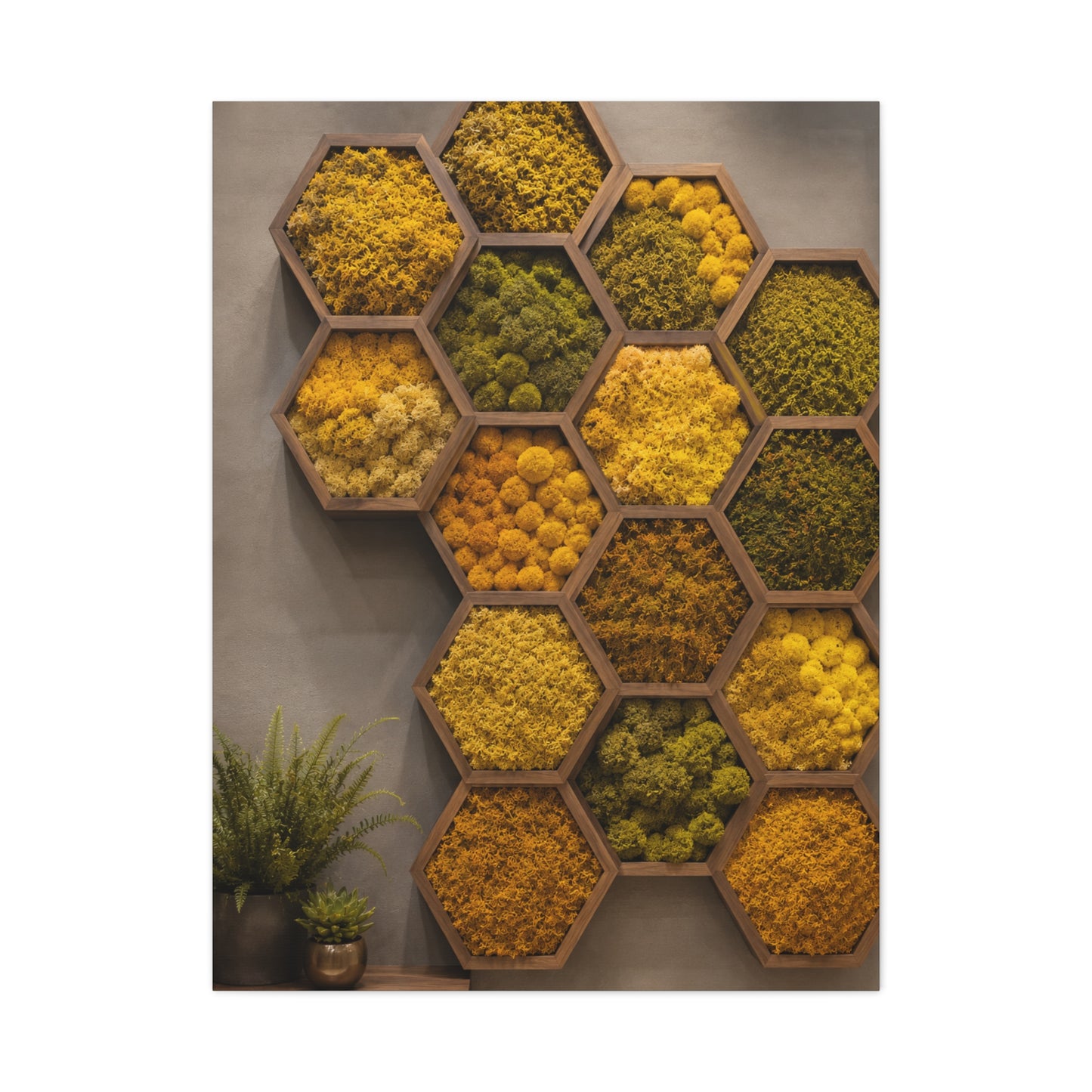 Honeycomb Preserved Moss Biophilic Installation Wall Art & Canvas Print