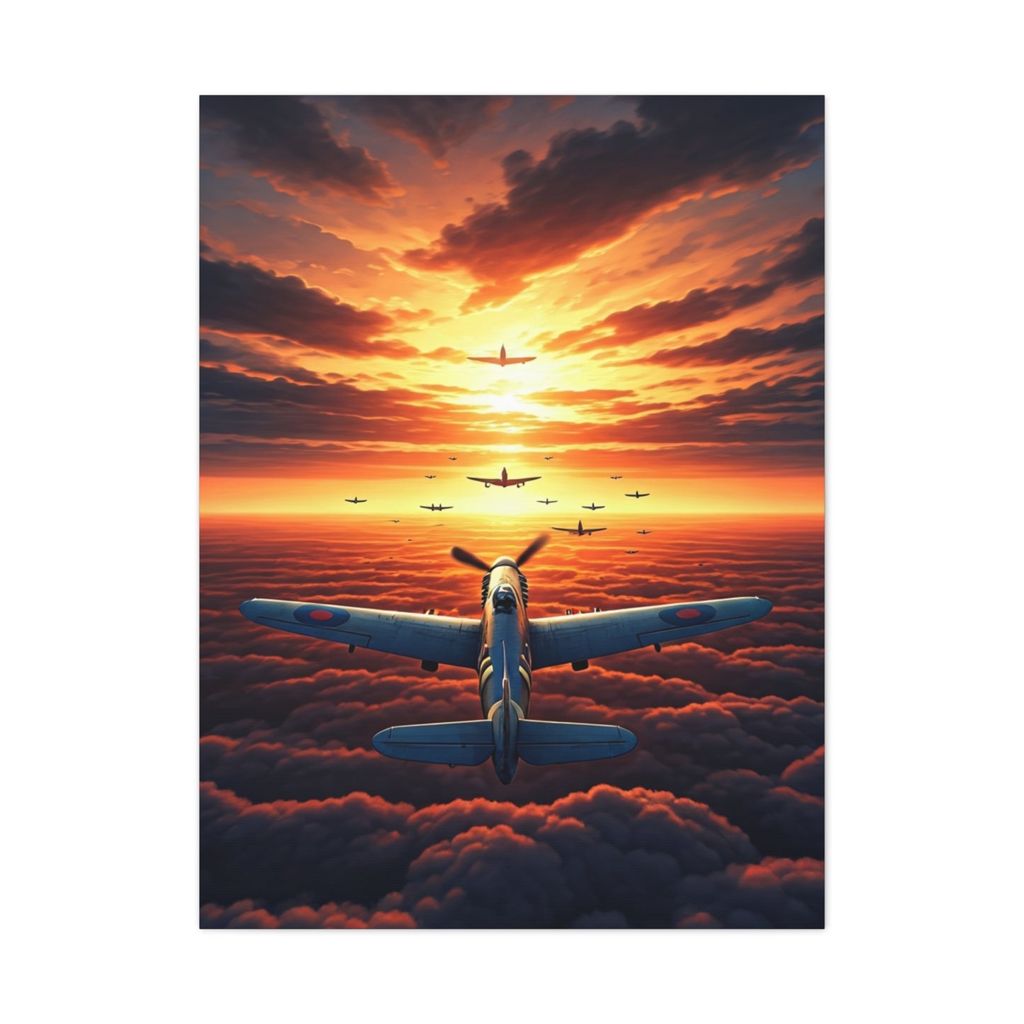 Sunset Flight Above the Clouds Wall Art & Canvas Prints