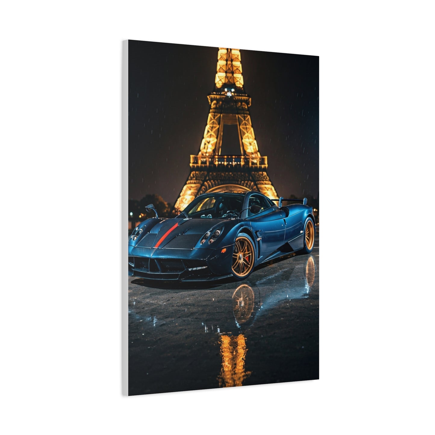 Pagani Huayra Paris Eiffel Tower Night Wall Art & Canvas Prints