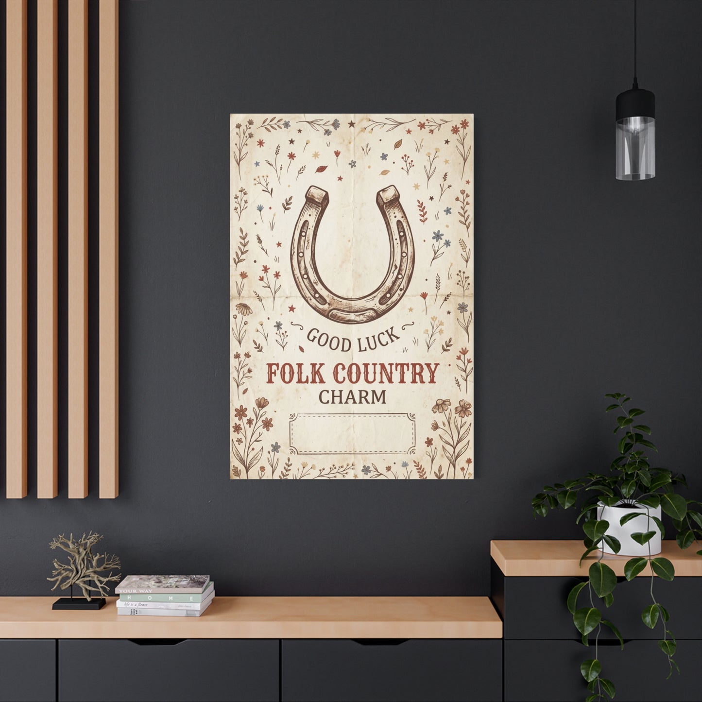 Rustic Horseshoe Folk Charm Poster Wall Art & Canvas Print