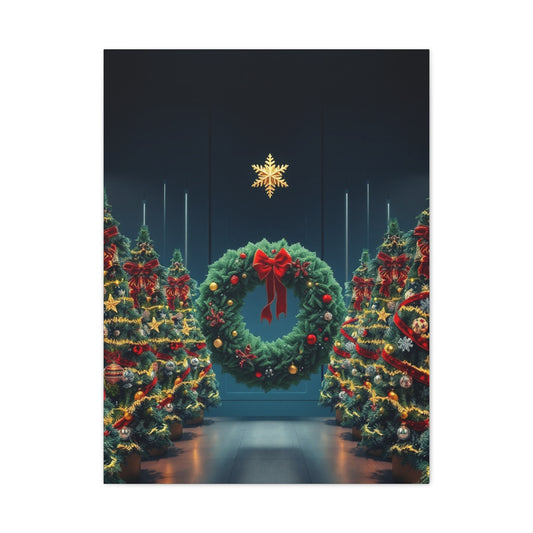 Christmas Trees & Wreath Art Luxury Canvas Wall Art & Canvas Print