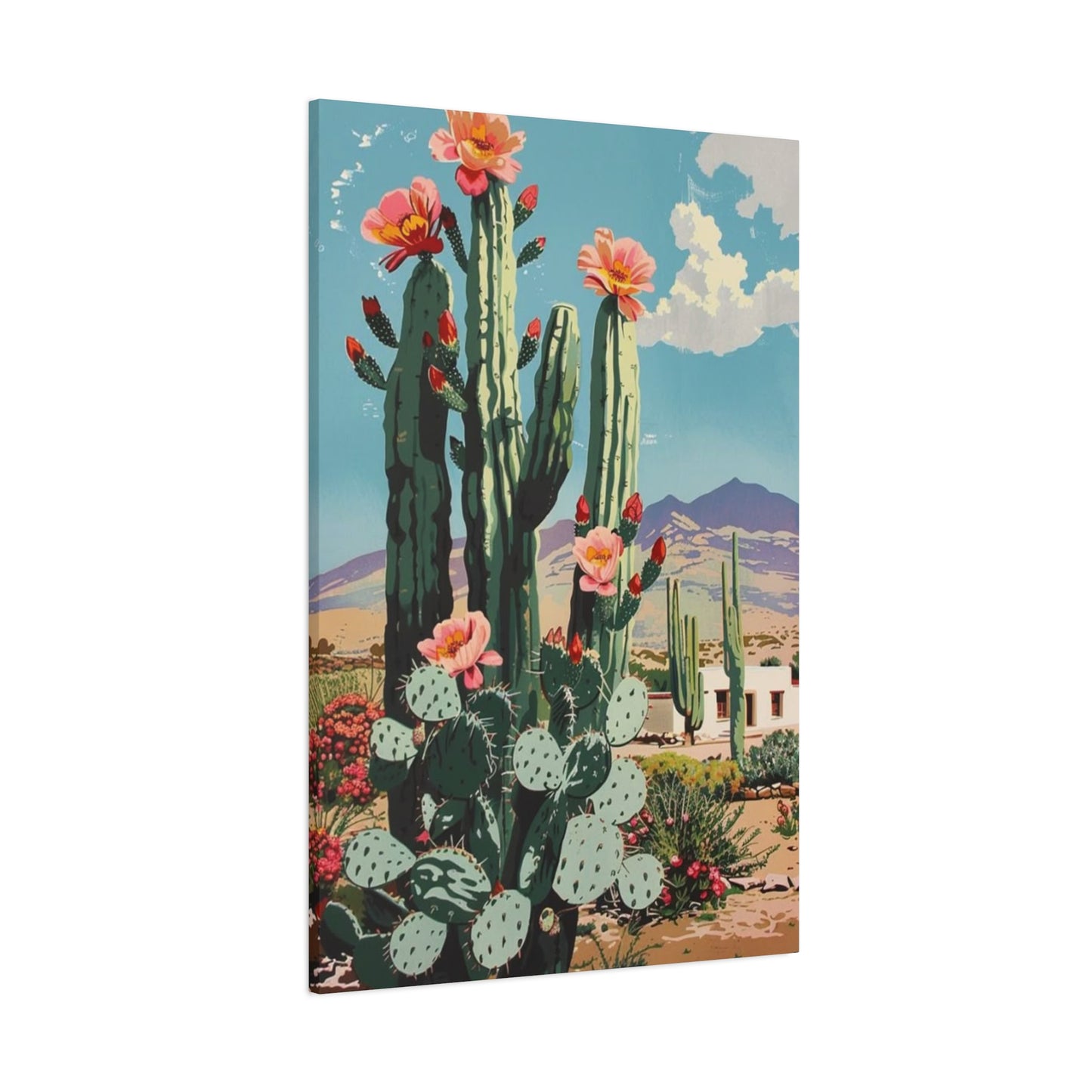 Flower Cactus In A Desert Wall Art & Canvas Prints