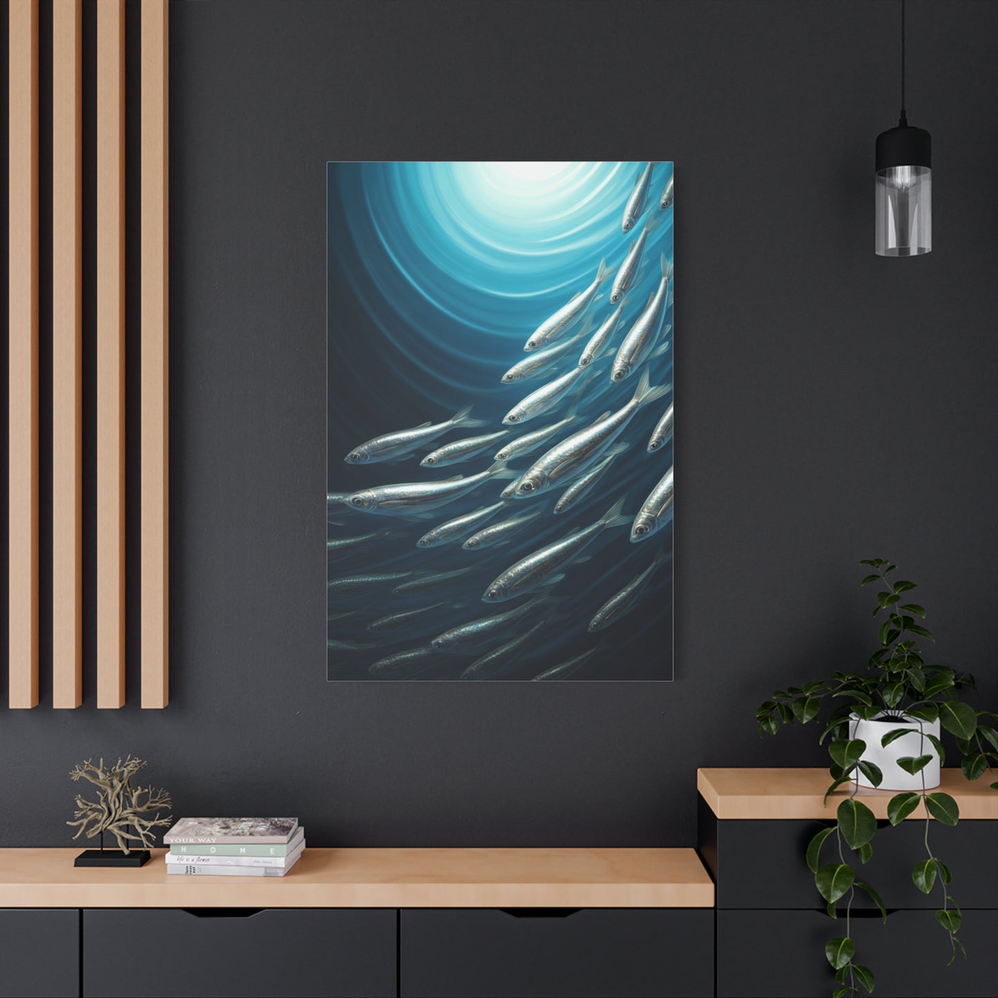 School of Fish in Deep Blue Ocean Wall Art & Canvas Prints