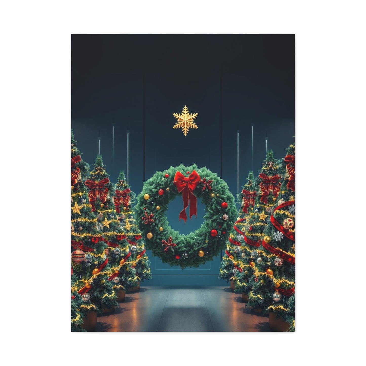Christmas Trees & Wreath Art Luxury Canvas Wall Art & Canvas Print