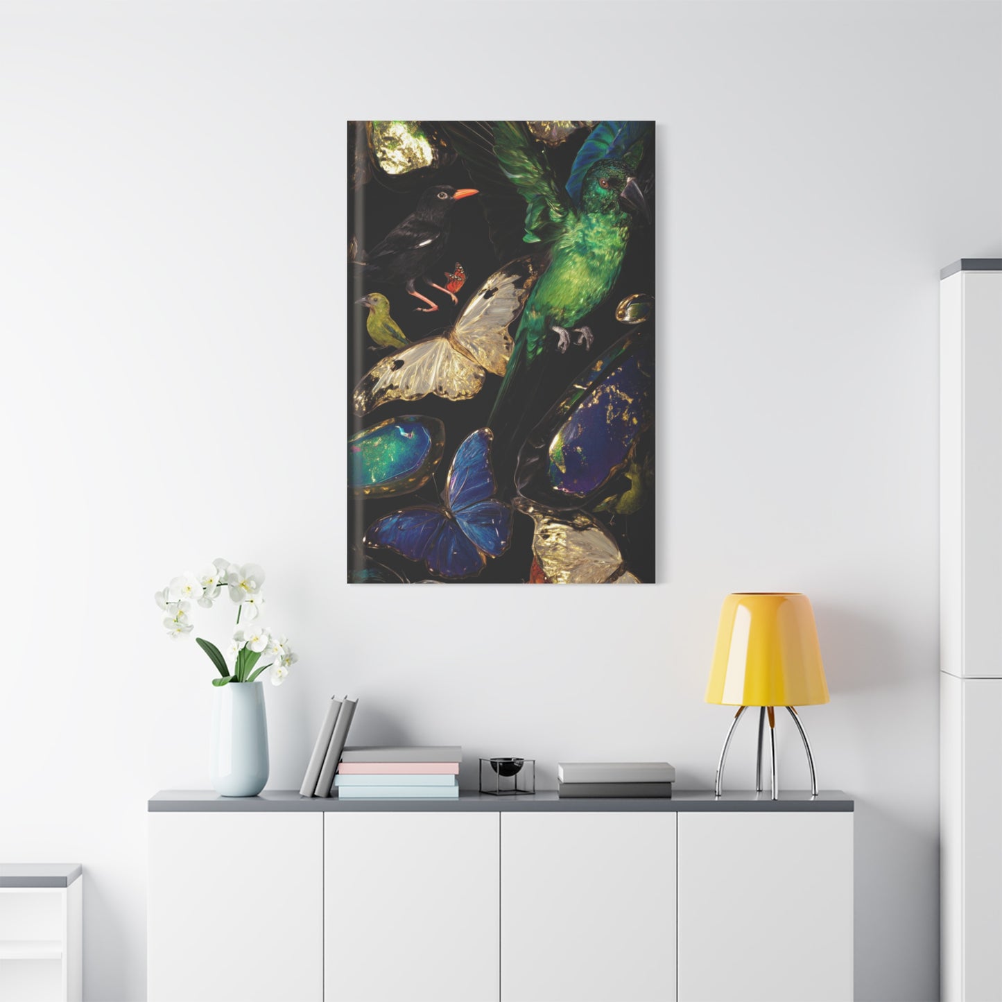 Jewel Tone Birds and Butterflies Wall Art & Canvas Print