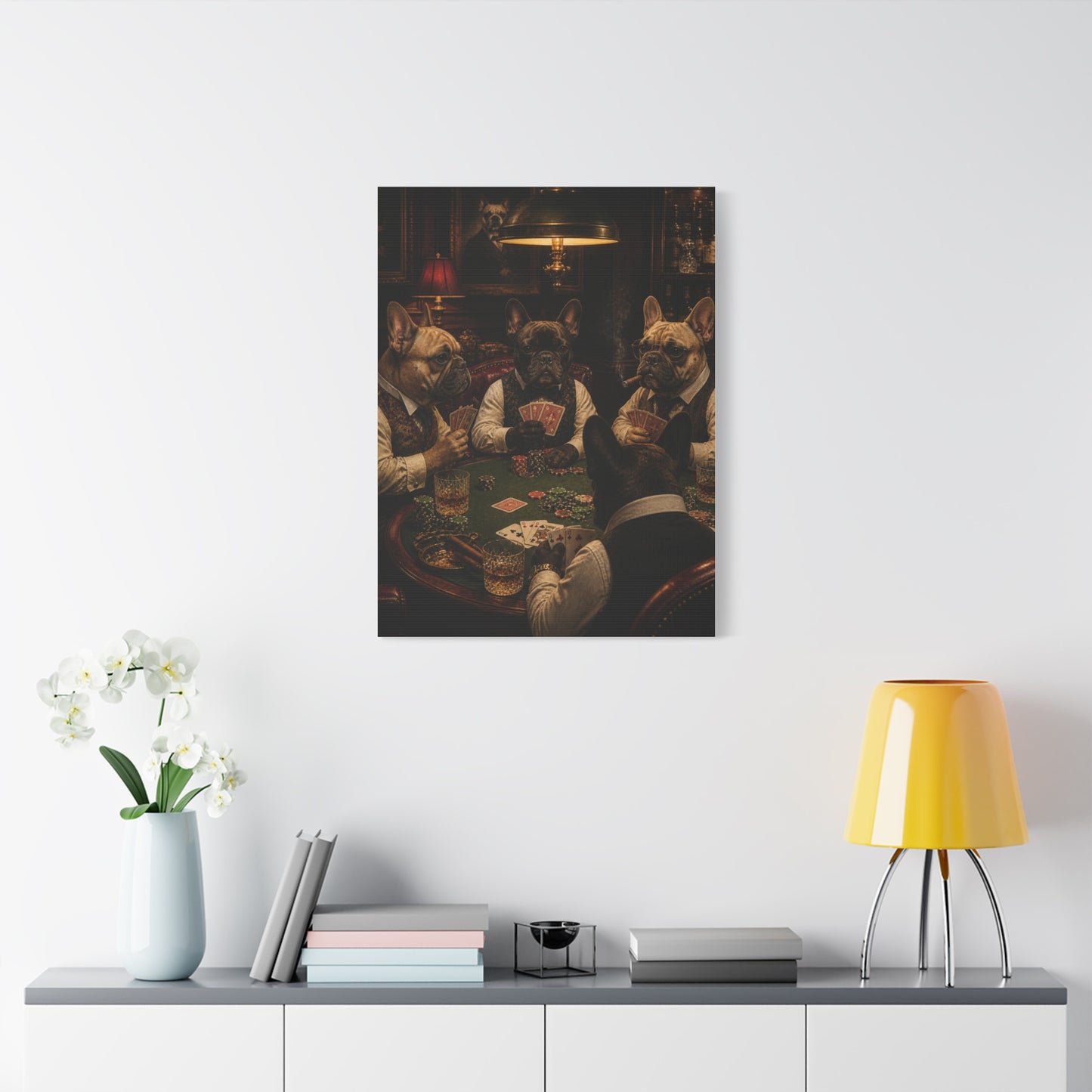 French Bulldog Poker Club Wall Art & Canvas Print