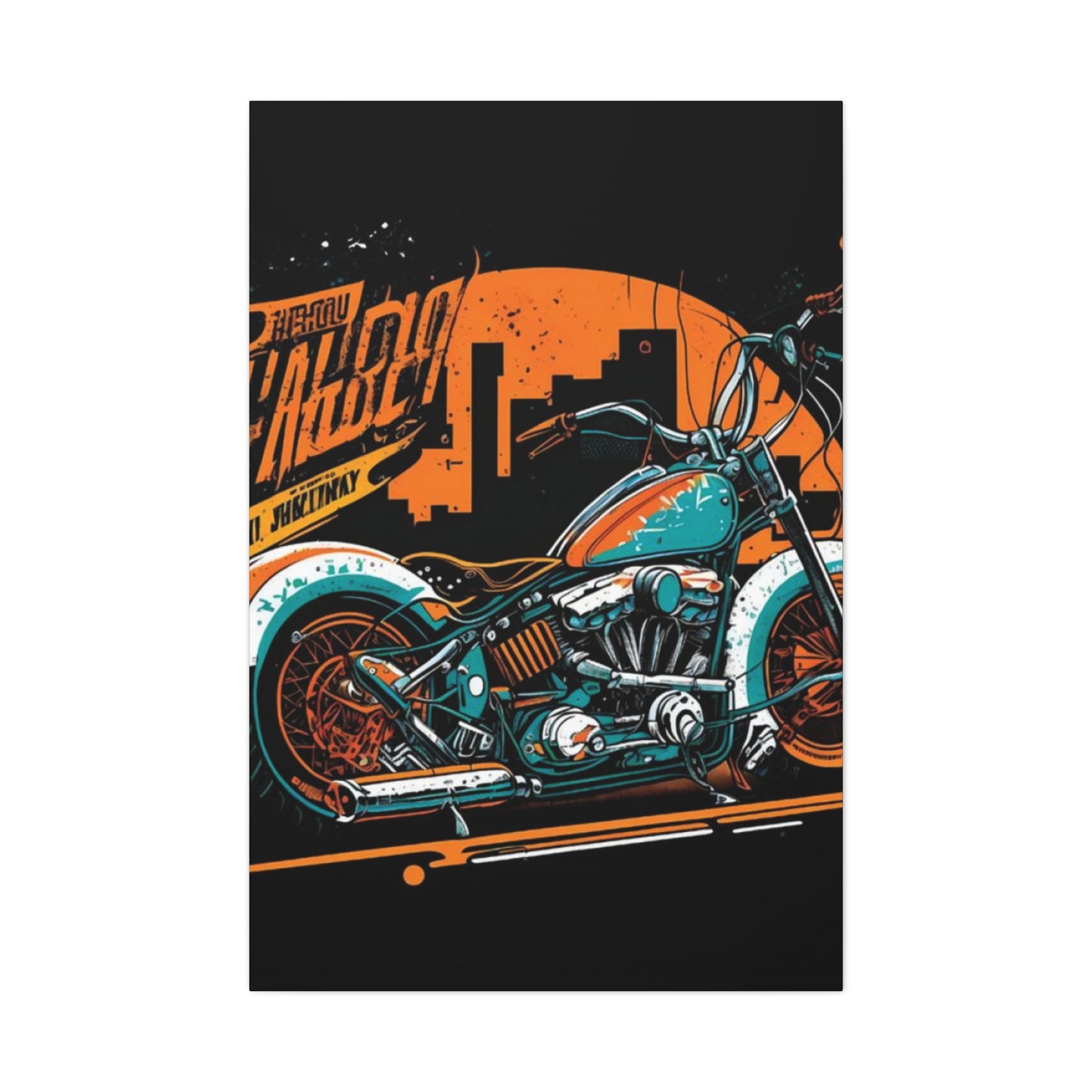 Classic Blue Painting Motorcycle Wall Art & Canvas Prints