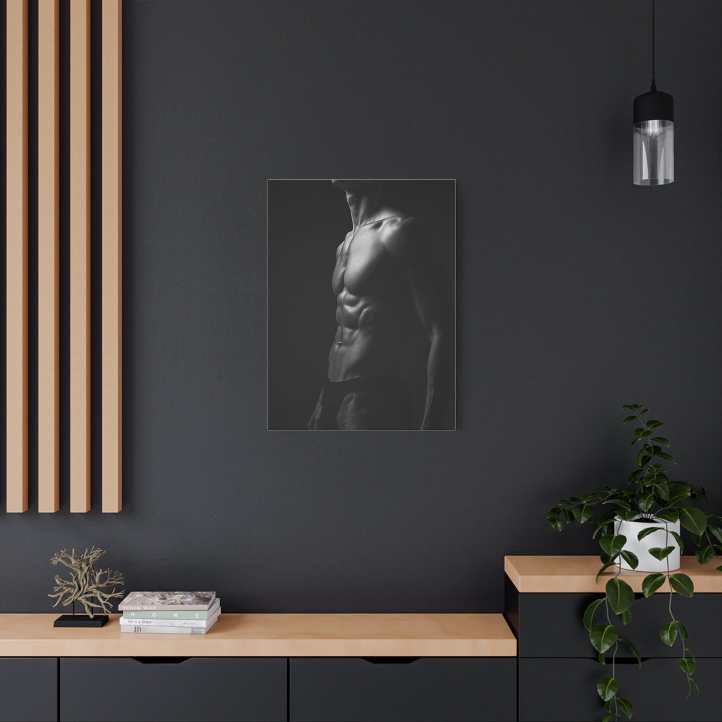 Sculptural Monochrome Torso Study Wall Art & Canvas Print