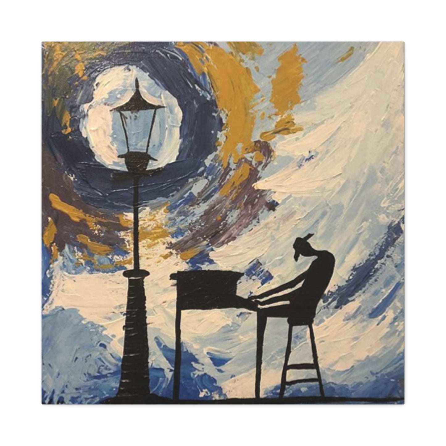 Street Light And Piano Painting Wall Art & Canvas Prints