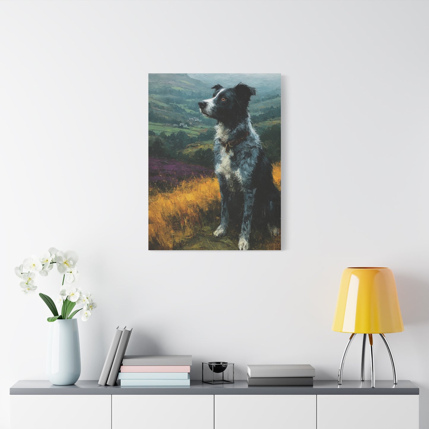 Border Collie Highland Landscape Wall Art & Canvas Print