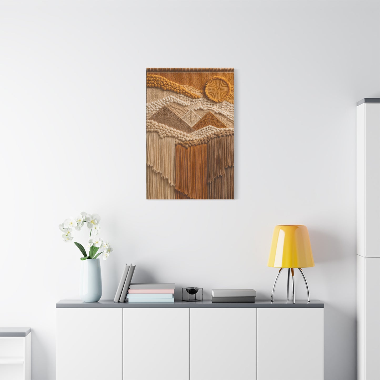 Boho Mountain Fringe Textile Hanging Wall Art & Canvas Print