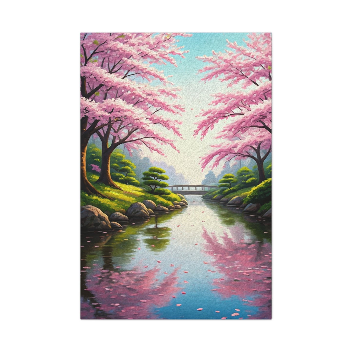 Sakura River Garden Reflection Wall Art & Canvas Prints