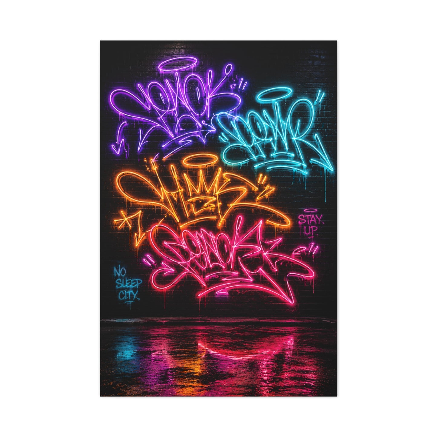 Neon Graffiti Tags Urban Glow Street Wall Art & Canvas Print