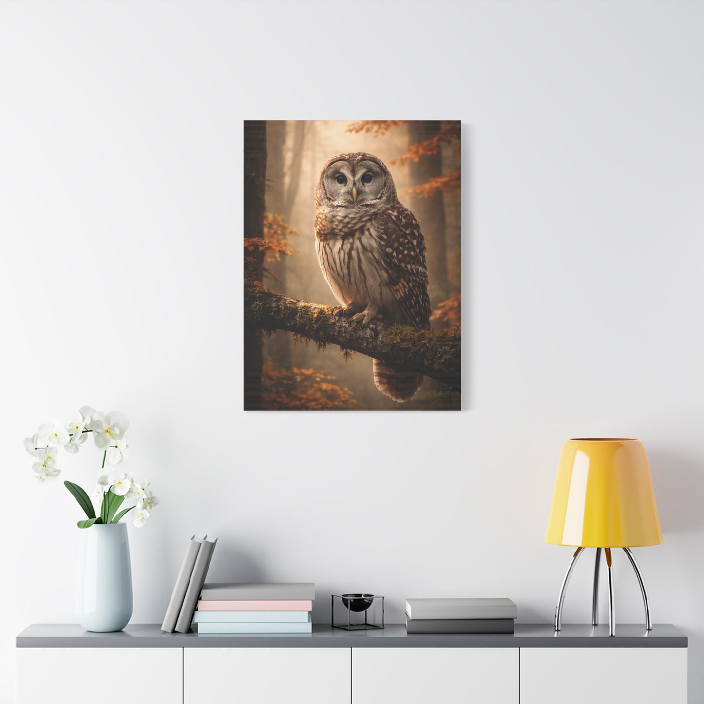 Barred Owl Autumn Forest Portrait Wall Art & Canvas Print