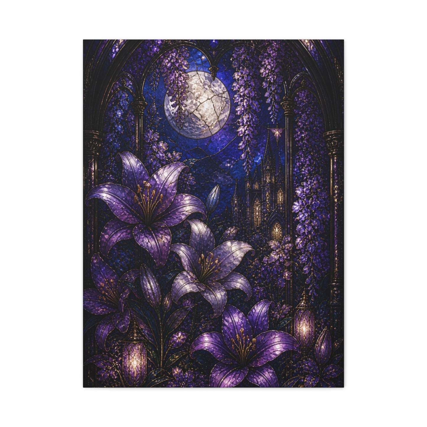 Stained Glass Violet Cathedral Garden Wall Art & Canvas Print