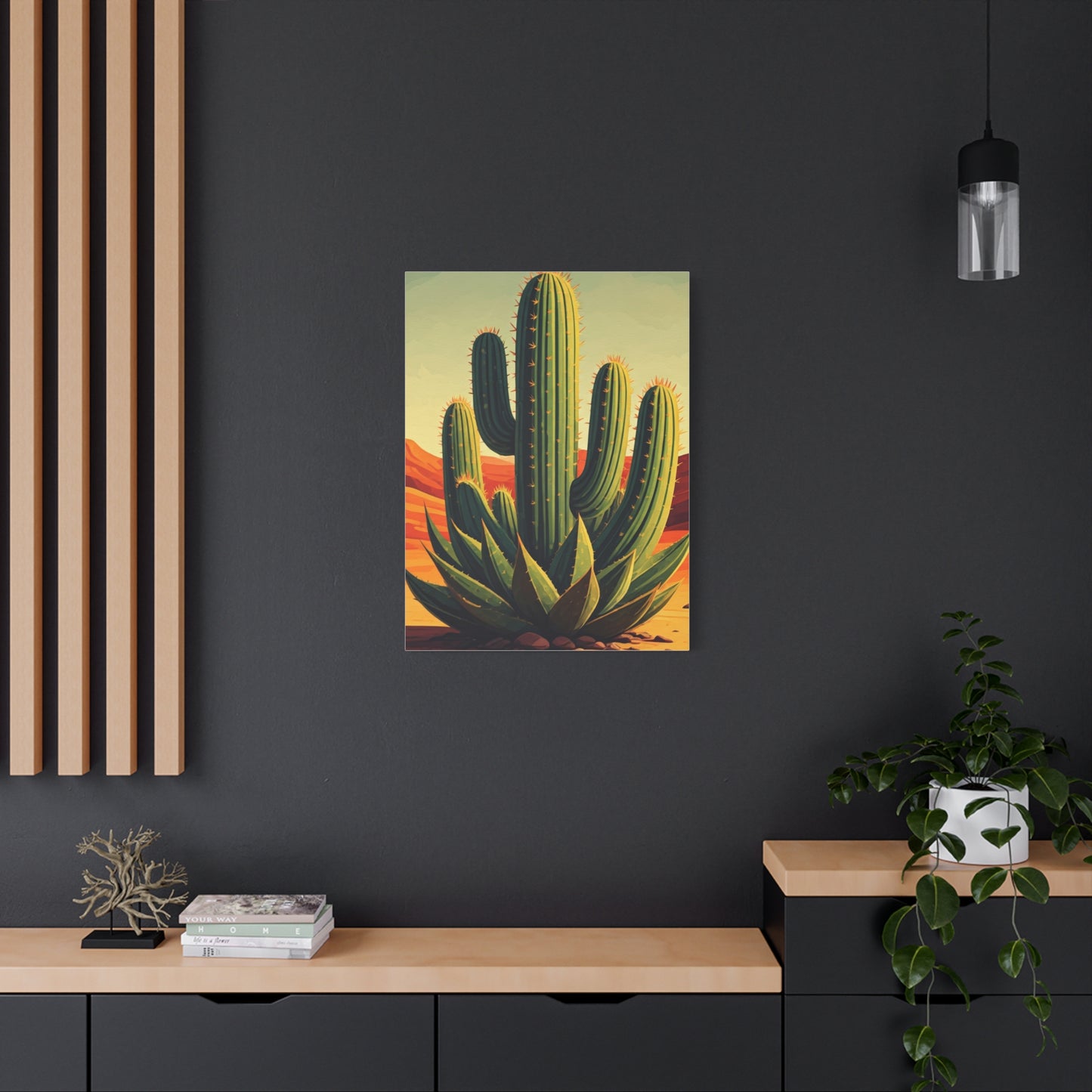 Southwestern Saguaro and Agave Desert Illustration Wall Art & Canvas Prints