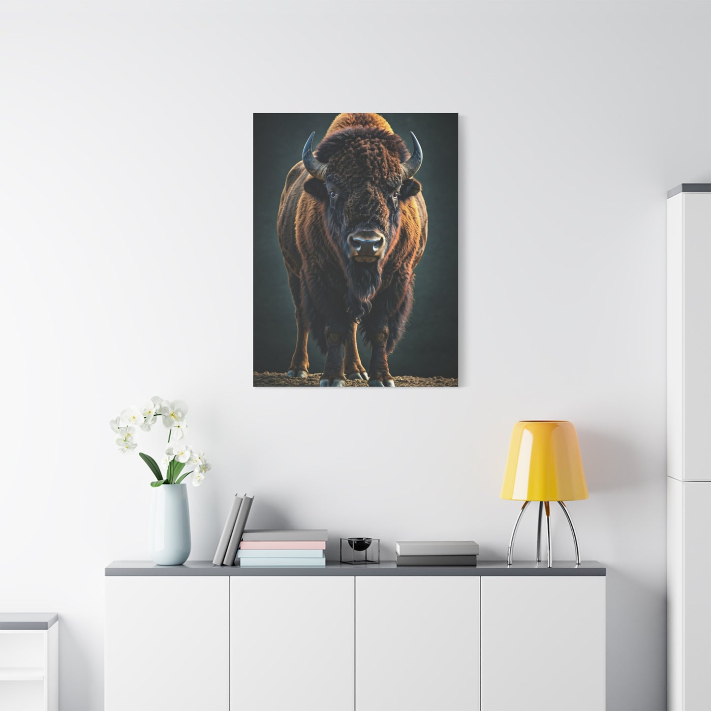 American Bison Emerging from Dust Prairie Wall Art & Canvas Print