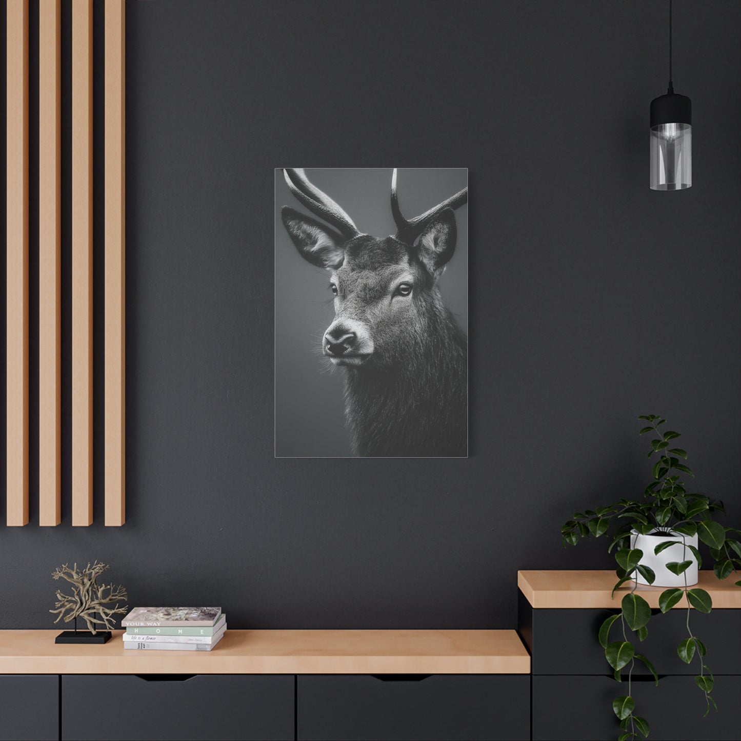 Highland Stag Moonlight Profile Wall Art & Canvas Print