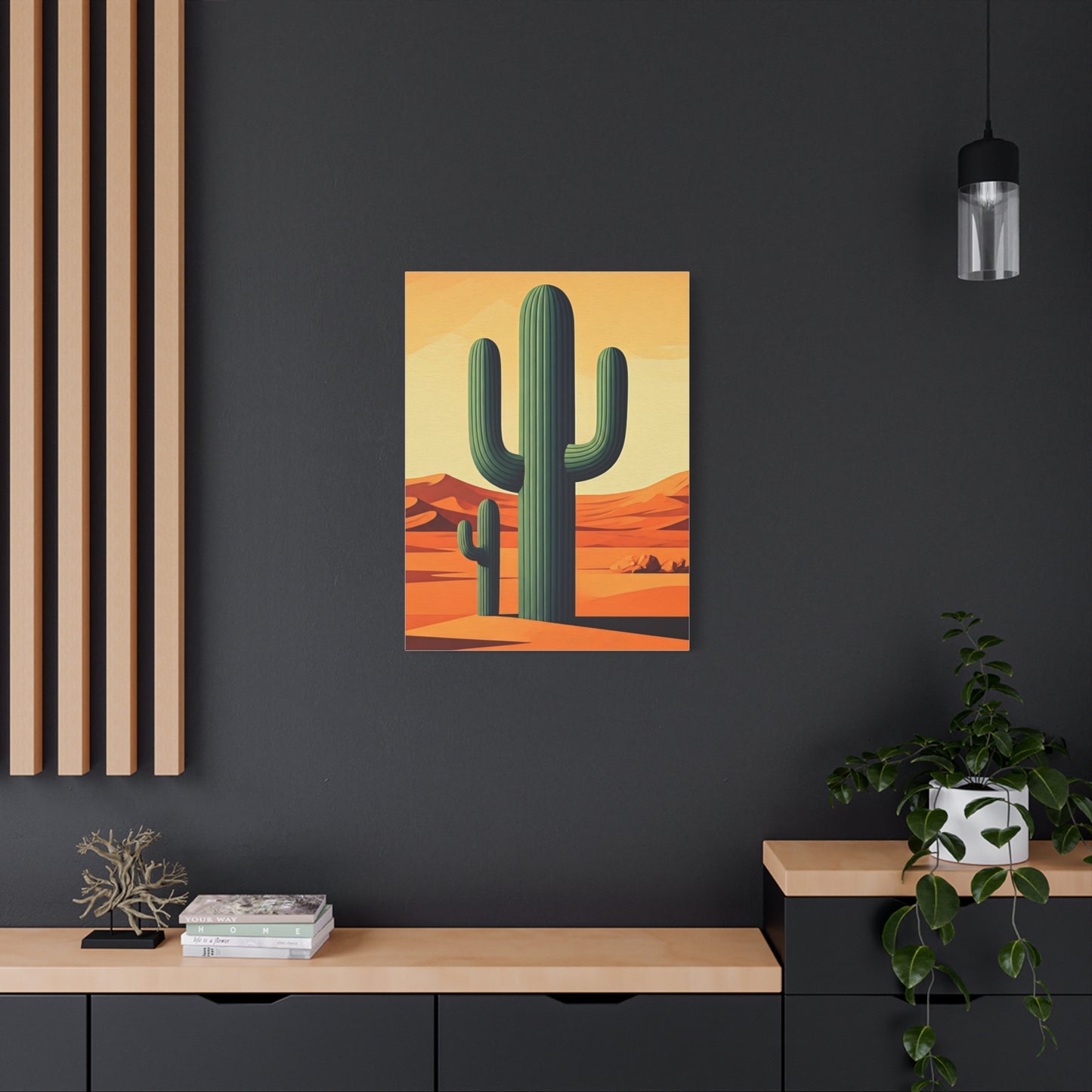 Minimal Desert Saguaro Landscape Illustration Wall Art & Canvas Prints