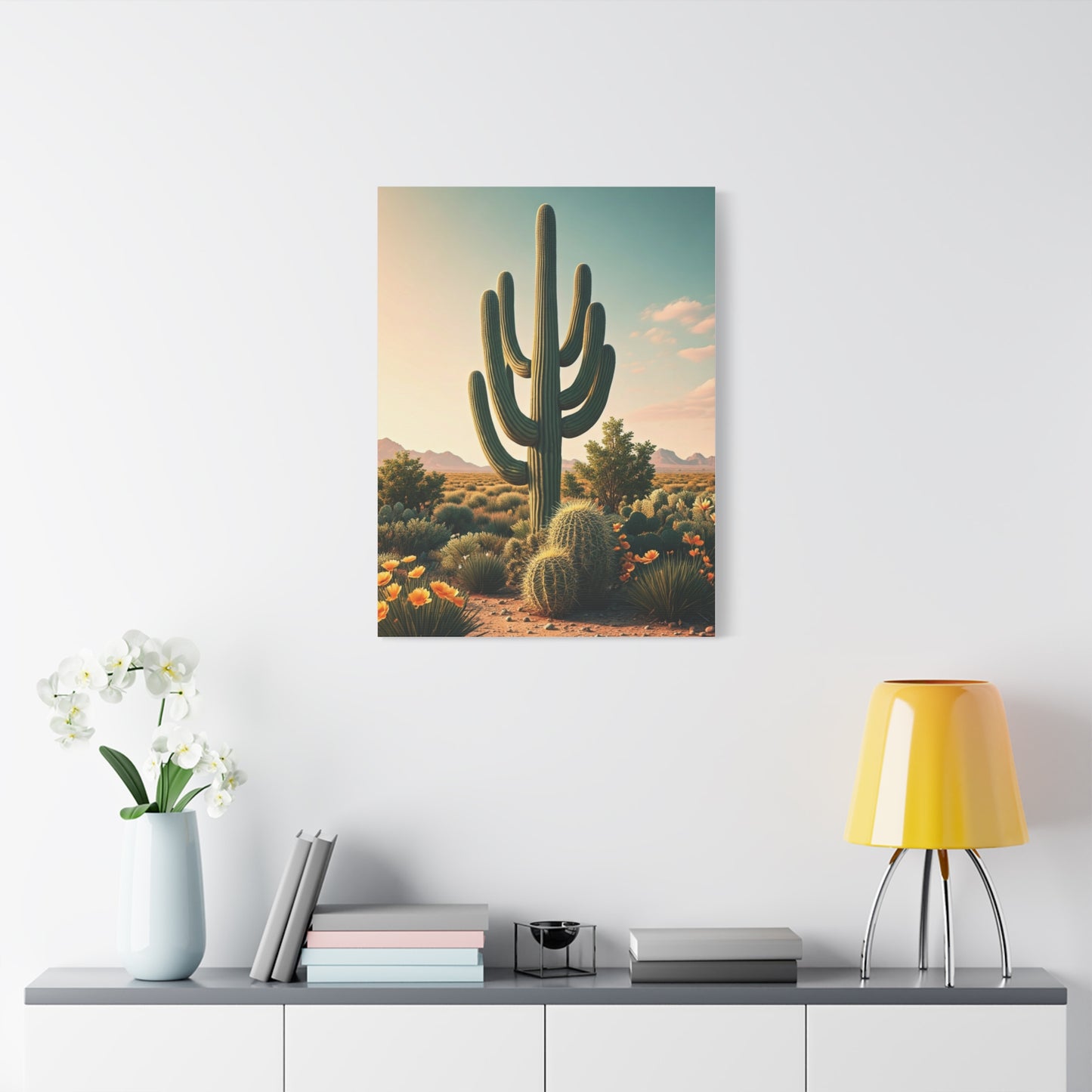 Saguaro and Barrel Cactus Desert Vista Wall Art & Canvas Prints