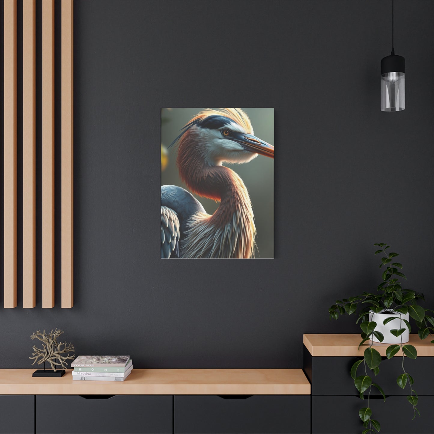 Gilded Heron Serenade wall art & canvas print